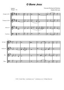 O Bone Jesu: For brass quartet by Giovanni da Palestrina