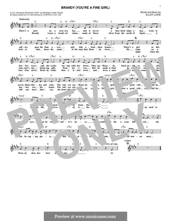 Brandy (You're a Fine Girl) by E. Lurie sheet music on MusicaNeo