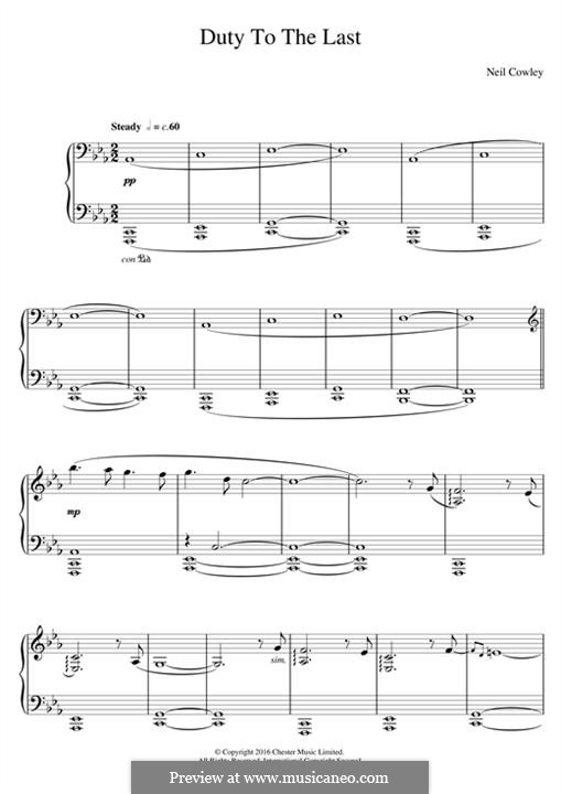 Duty to the Last (Neil Cowley Trio): For piano by Neil Cowley