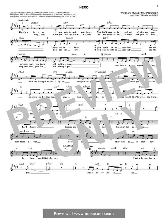 Hero: Melody line by Mariah Carey, Walter Afanasieff