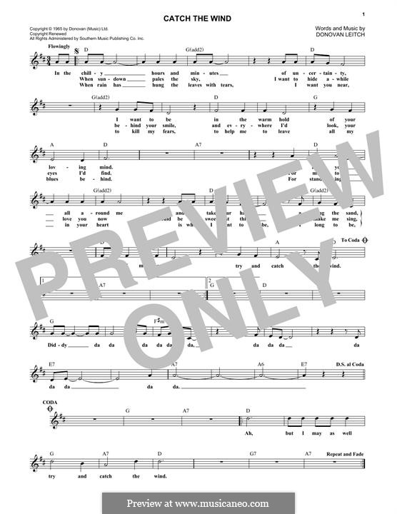 Catch the Wind: Melody line by Donovan Leitch