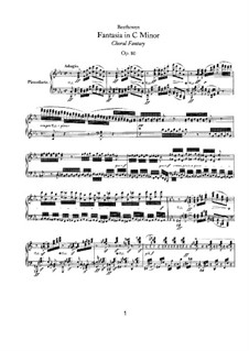 Fantasia in C Minor, Op.80: Adagio, piano score by Ludwig van Beethoven