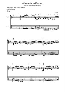 Suite for Cello No.5 in C Minor, BWV 1011: Allemande, for guitar by Johann Sebastian Bach