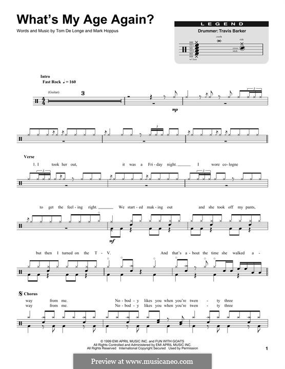 What's My Age Again? (Blink-182): Drum set by Mark Hoppus, Tom DeLonge