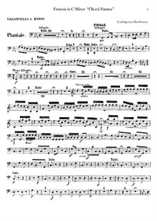 Fantasia in C Minor, Op.80: Cello and double pass part by Ludwig van Beethoven