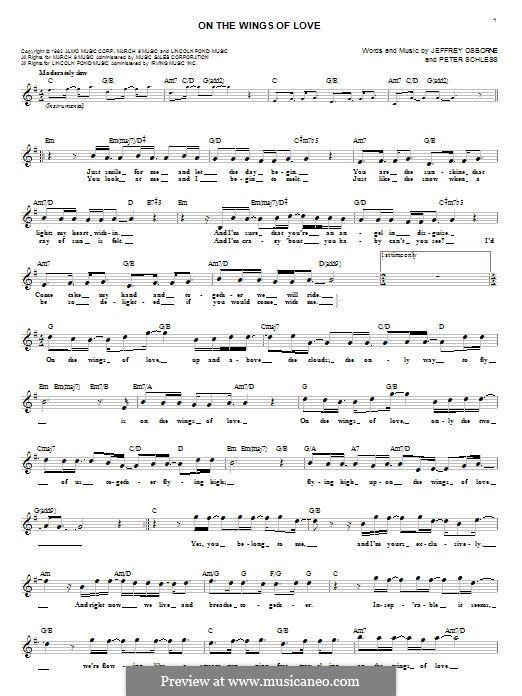 On the Wings of Love: Melody line by Peter Schless