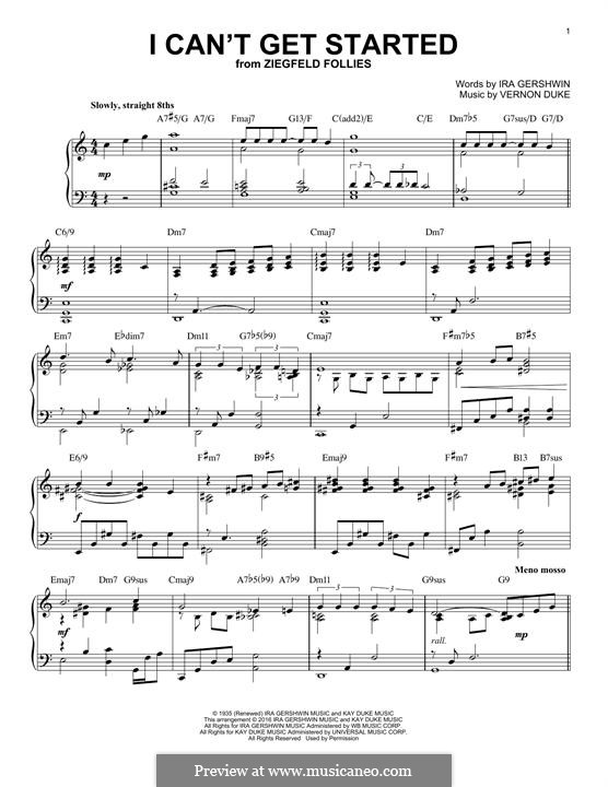 I Can't Get Started with You: For piano by Vernon Duke