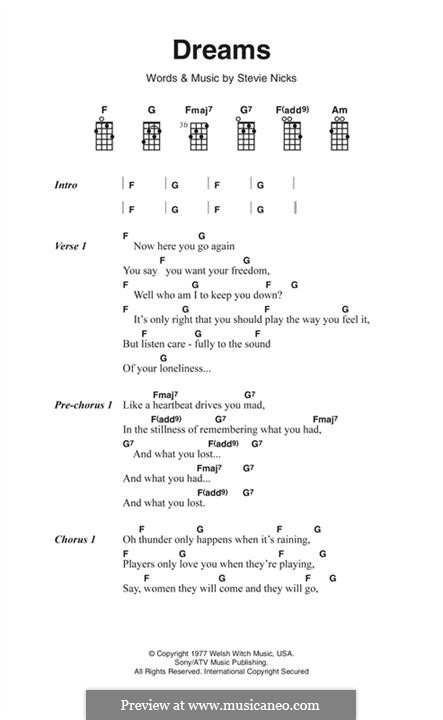 Dreams (Fleetwood Mac) by S. Nicks - sheet music on MusicaNeo
