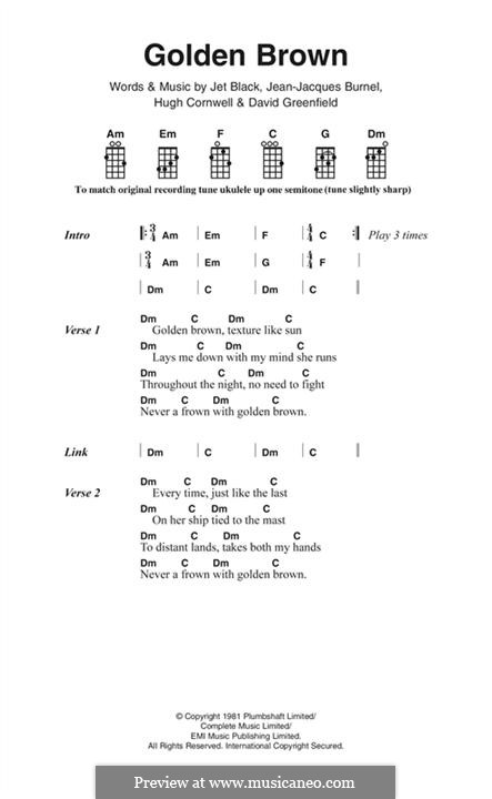 Golden Brown (The Stranglers): Melody line by David Greenfield, Hugh Cornwell, Jean-Jacques Burnel, Jet Black