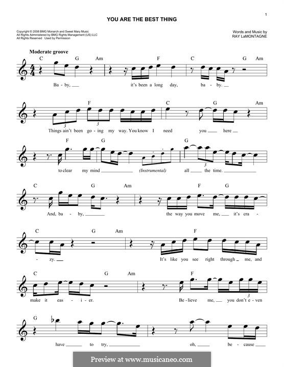 You Are the Best Thing: Melody line by Ray LaMontagne