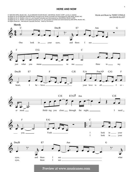 Here and Now (Luther Vandross): Melody line by David Elliot, Terry Steele