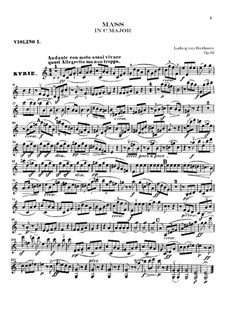 Mass in C Major, Op.86: Violins I part by Ludwig van Beethoven