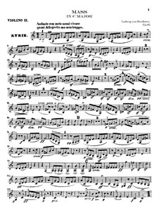 Mass in C Major, Op.86: Violins II part by Ludwig van Beethoven