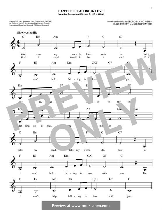 Vocal version: Melody line by George David Weiss, Hugo Peretti, Luigi Creatore