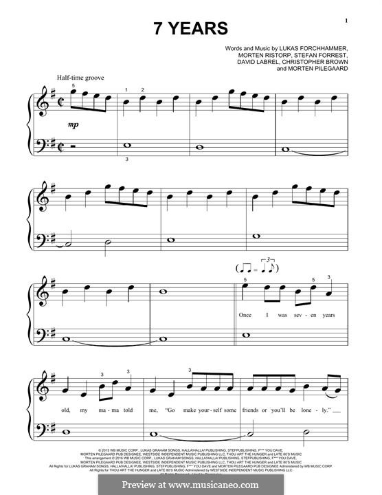 7 Years: For piano by Christopher Brown, David Labrel, Lukas Forchhammer, Stefan Forrest, Morten Jensen, Morten Pilegaard