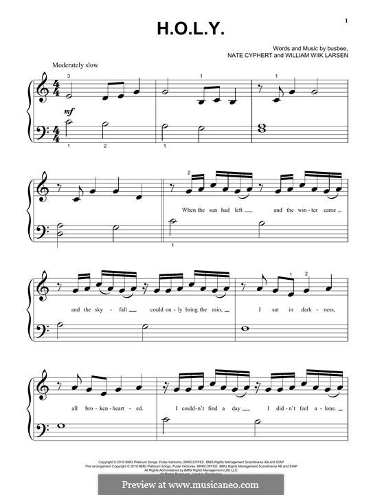 H.O.L.Y. (Florida Georgia Line): For piano by Busbee, William Larsen, Nate Cyphert