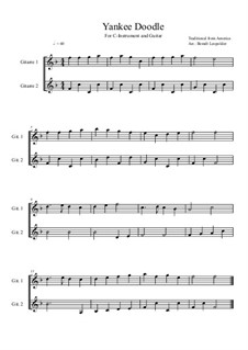 Yankee Doodle: For C-instrument and guitar (F Major) by folklore