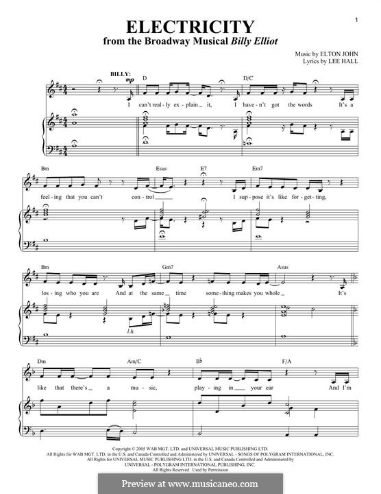 Electricity Billy Elliot The Musical By E John On Musicaneo