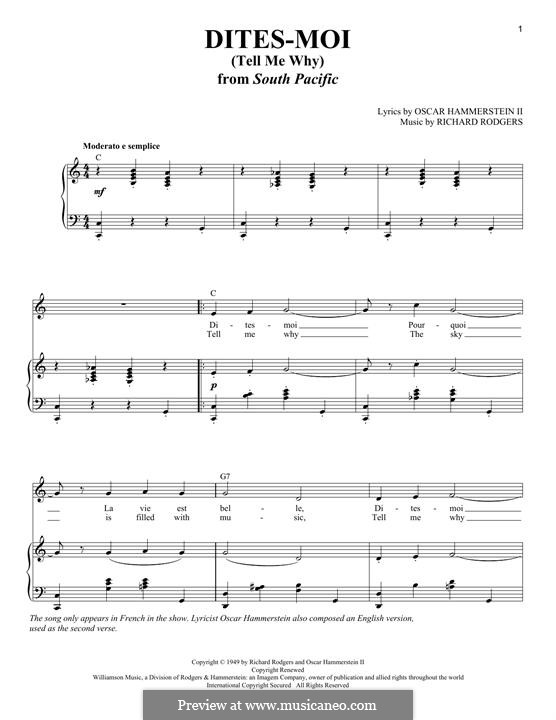 Dites-Moi (Tell Me Why): For voice and piano by Richard Rodgers