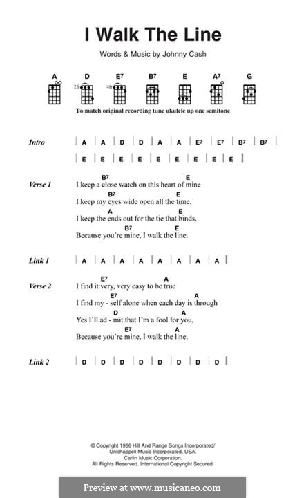 I Walk the Line: Melody line by Johnny Cash