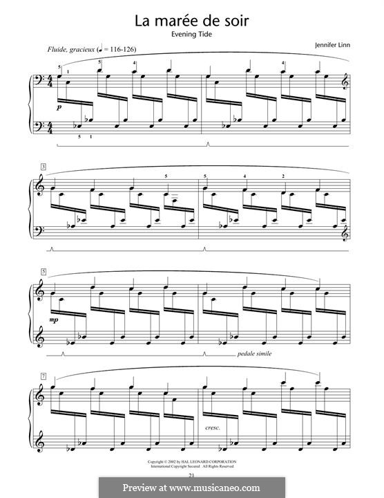 La maree de soir (Evening Tide): For piano by Jennifer Linn