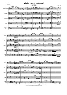 Violin Concerto No.7 in D Minor, RV 242: Score, parts by Antonio Vivaldi