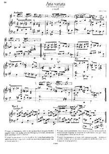 Aria and Variations in Italian Style in A Minor, BWV 989: For piano by Johann Sebastian Bach