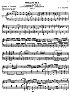 Concerto for Piano and Orchestra No.1 in F Major, K.37: Arrangement for piano four hands by Wolfgang Amadeus Mozart