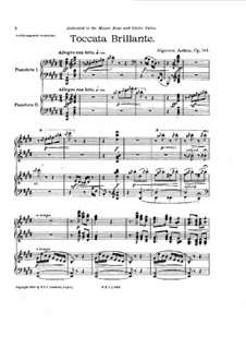 Toccata Brilliante for Two Pianos Four Hands, Op.144: Piano score by Algernon Ashton