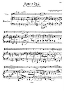 Sonata for Violin and Piano No.2 in A Major, Op.100: Score by Johannes Brahms