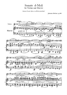 Sonata for Violin and Piano No.3 in D Minor, Op.108: Score, solo part by Johannes Brahms