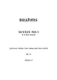 String Sextet No.1 in B Flat Major, Op.18: Viola II part by Johannes Brahms