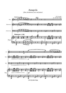 Amapola (Pretty Little Poppy): For flute, bandoneon, bass and piano by Joseph M. Lacalle