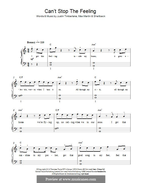 Piano-vocal version: For piano by Shellback, Justin Timberlake, Max Martin