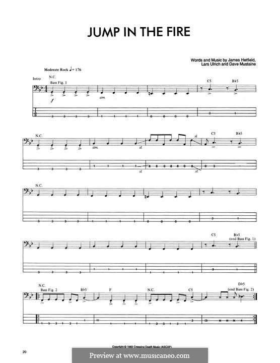 Jump in the Fire (Metallica): For bass guitar with tab by Dave Mustaine, James Hetfield, Lars Ulrich