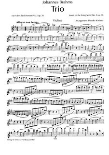String Sextet No.2 in G Major, Op.36: Version for piano trio – violin part by Johannes Brahms