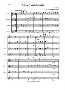 English Madrigals I: No.12 Adieu, Sweet Amaryllis, for violin quartet by John Wilbye