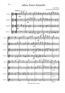 English Madrigals I: No.12 Adieu, Sweet Amaryllis, for violin quartet by John Wilbye
