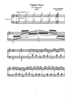 Two Waltzes for Piano, CS059: Two Waltzes for Piano by Santino Cara