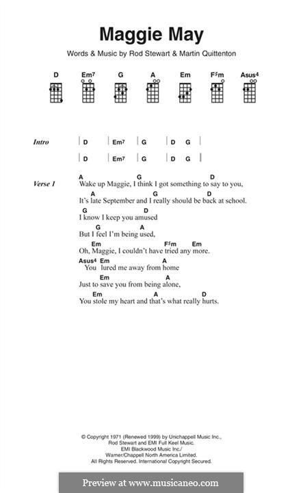 Maggie May: Lyrics and chords by Martin Quittenton, Rod Stewart