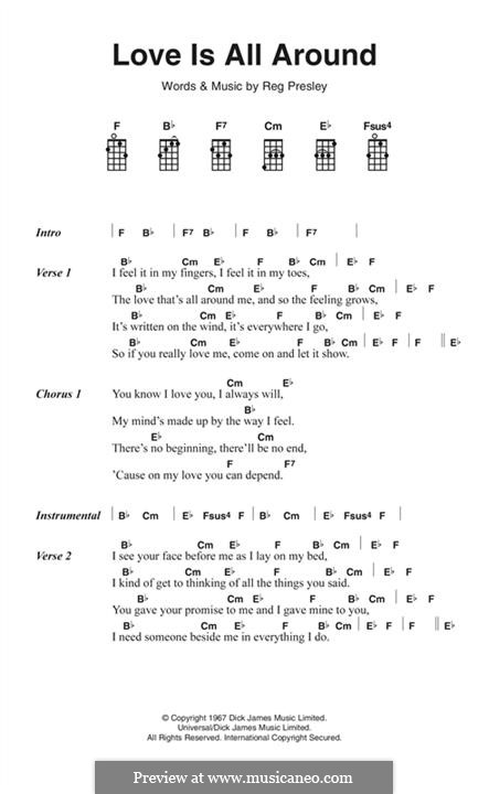 Love Is All Around (Wet Wet Wet): Lyrics and chords by Reg Presley