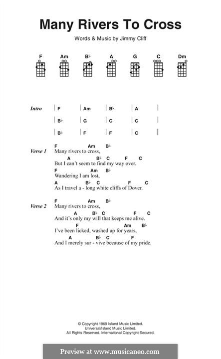 Many Rivers to Cross (UB40): Melody line by Jimmy Cliff