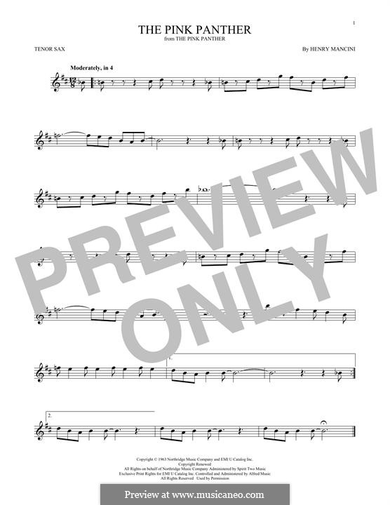 Pink panther tenor shop saxophone sheet music