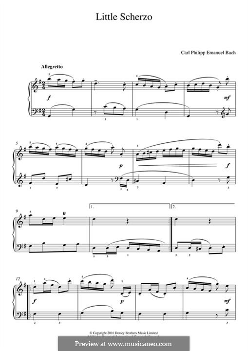 Little Scherzo: For piano by Carl Philipp Emanuel Bach