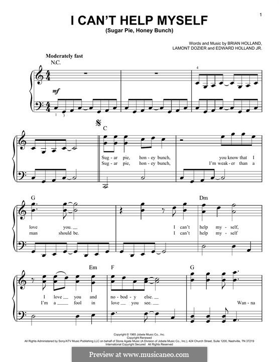 I Can't Help Myself (Sugar Pie, Honey Bunch): For piano by Brian Holland, Edward Holland Jr., Lamont Dozier