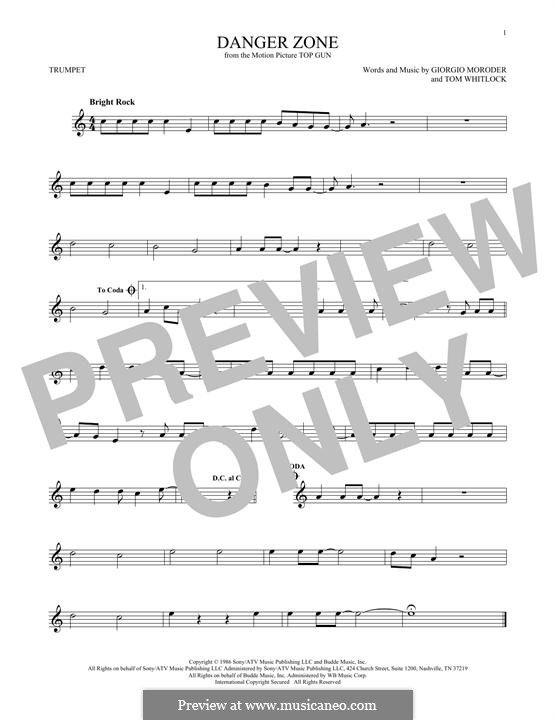 Danger Zone (from Top Gun): For trumpet by Giorgio Moroder, Tom Whitlock