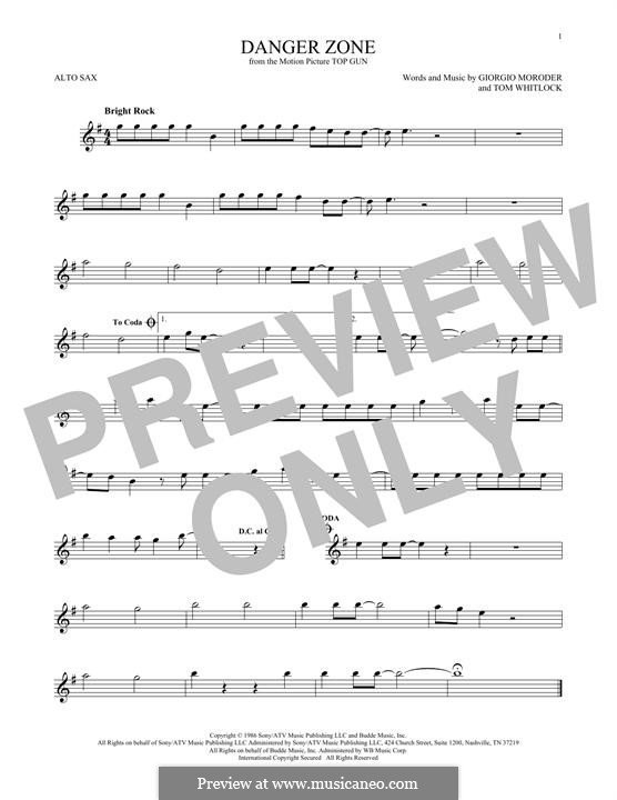 Danger Zone (from Top Gun): For alto saxophone by Giorgio Moroder, Tom Whitlock