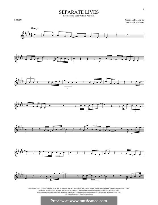 Separate Lives (Phil Collins & Marilyn Martin): For violin by Stephen Bishop
