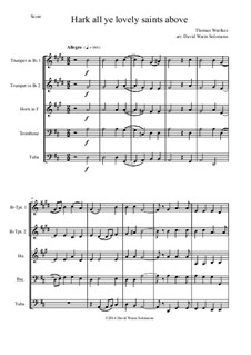 Hark All Ye Lovely Saints: For brass quintet by Thomas Weelkes