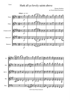 Hark All Ye Lovely Saints: For wind quintet by Thomas Weelkes